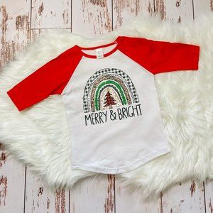 toddler girl Christmas shirt - Merry & Bright